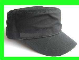 FITTED MILITARY CAP CASTRO FLAT TOP CADET HAT ARMY BK  