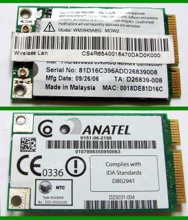 ANATEL WLAN Card WM3945ABG   Intel® PRO/Wireless 3945ABG   MD98000 