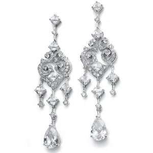   Cubic Zirconia Bridal Chandelier Earrings with Pear Dangles Jewelry