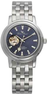 Lucien Piccard Mens 20 Jewel Skeleton Automatic SS Blue Dial Sapphire 