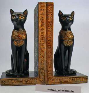 Ägypten Paar Buchstützen Bastet Katze schwarz gold edel Katzen 