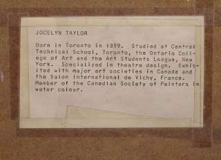 Jocelyn Taylor RCA OSA(1899 1992)Canadian Semi Abstract  