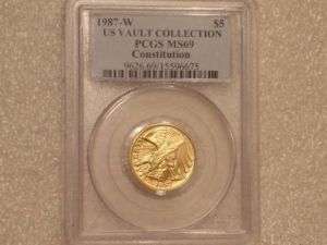 1987 W CONSTITUTION GOLD $5 FIVE DOLLAR COIN PCGS MS69  