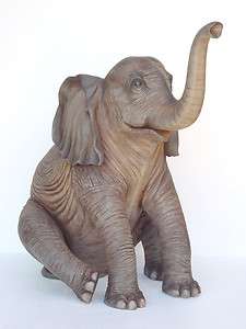 Elephant Statue   Life Size Elephant   Life Like Realistic Sitting 