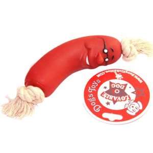  Pet Dog Rubber Sausage With Chew Rope Toy