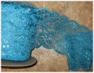 BRILLIANT MULTI TONED SHINEY TEAL LACE~SILKY SOFT 6 WIDE TOP QUALITY 