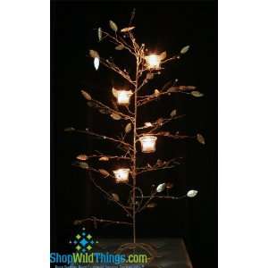  Metal Leaf Tree w/ 4 Candles   Gold Glitter 33