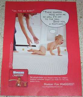 06 Huggies Supreme Diapers CUTE baby crawling PRINT AD  