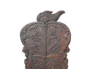wood carved oriental fan shape wall decor s381