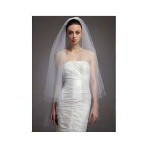  2T Fingertip Waltz Wedding Bridal Veil Cut Edge 
