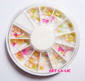 Half baby pearl wheel Mixed size & color for Nail Art  