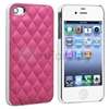Pink Deluxe Leather Chrome Hard Case Cover for All Apple iPhone 4S 4G 
