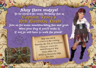 Pirate Skull Birthday Party Invitations Boy Girl Photo  