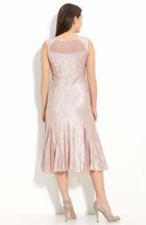 418 Komarov Pleated Charmeuse Dress w Ruffle Jacket Vintage Rose Sz 