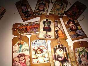 12SEWING TAGS ~ALTERED ART TAGS~ZNE~SCRAPBOOKING~  
