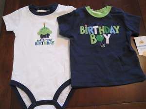 New NWT Carter 1st Birthday Boy Shirt Romper Bib 12 Mo  