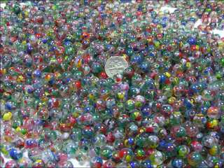 POUND LOT 8MM ROUND SPECKLED GLASS BEADS (BD 607)  