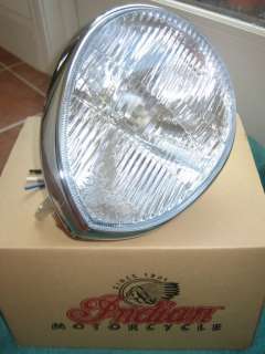   INDIAN TEARDROP HEADLIGHT w/OEM LENS FOR SCOUT,SPIRIT, VINTAGE CHIEF