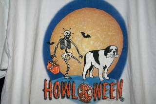 BIG DOGS MENS WHITE S/S HOWL O WEEN HUMOR TEE SZ XL  