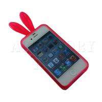Apple iPhone 4S Hot Pink Bunny Rabbit Protective TPU Rubber Soft Skin 