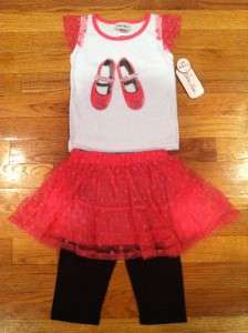 pc NEW Girls BALLERINA Outfit with Leggings and pink ruffle tutu 