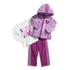ADIDAS NWT Girls 3PC Track Suit Fleece Jacket Top Pants Warm Up 2 2T 3 