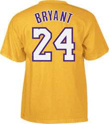 Kobe Bryant Gold adidas Name and Number Los Angeles Lakers T Shirt 