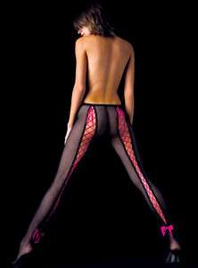 Admcity PLUS SIZE FISHNET PANTYHOSE WITH LACE UP BACK WITH BOW.  
