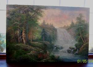 Danford Orig Waterfall Woods Scenic Oil Painting  