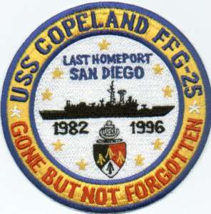 US NAVY SHIP PATCH, USS COPELAND, FFG 25, 1982 1996  