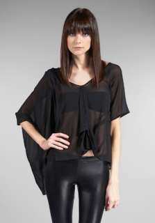 DIANA ORVING Asymmetric Silk Shirt in Black  