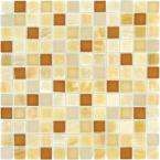    Honey Onyx Caramel Mosaic 1 in. x 1 in. Glass Stone Floor 