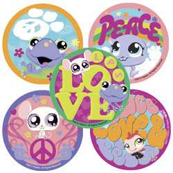 30 Littlest Pet Shop Stickers, Peace, Love & Pets, 2.5  