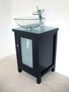 Bathroom Vanity Solid Wood Cabinet w/ Glass Sink FH G01  