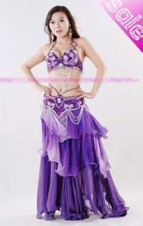 quality belly dance costume 2 pics bra&belt 7 colours  