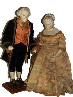   Antique China Emma Clear 19” George & Martha Washington Doll Figure