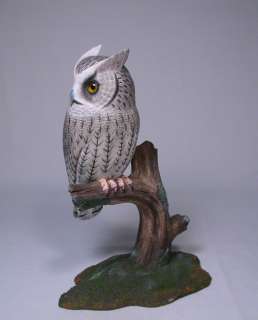 Whiskered Screech Owl Bird Wood Carving/Birdhug  
