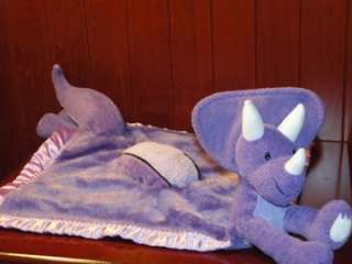 MY BANKY ROCKY Purple Dinosaur Triceratop Security Blanket Baby Plush 
