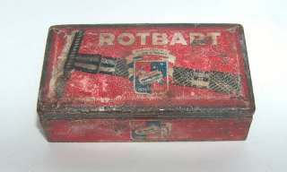 ANTIQUE GERMAN ROTBART SAFETY STRAIGHT RAZOR w/ TIN BOX  