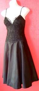 BCBG PARIS black lace bodice with taffeta circle skirt PARTY DRESS $ 