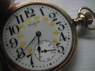 Antique Elgin Pocket Watch Gold Filled Fancy Dial 16 S  