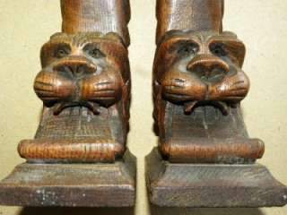 STUNNING Pair of 19th C GOTHIC OAK WOODEN CORBELS WITH THE CARVING OF 