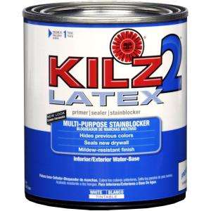 KILZ 2 1 Qt. Water Based White Interior/Exterior Primer, Sealer and 