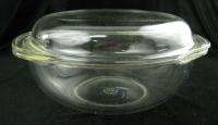 Vintage Early Pyrex Clear Glass 2 Qt Covered Casserole  