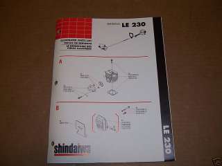b578) Shindaiwa Parts List LE 230 Edger  