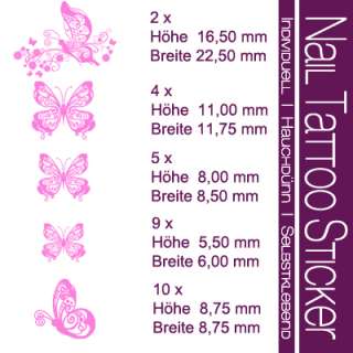 Nail Tattoo Sticker Schmetterling / Floral   rosa  