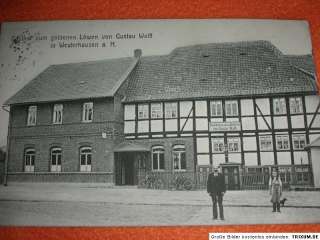 Gasthof zum goldenen Löwen von Gustav Wolff in Westerhausen a.H. 1913 