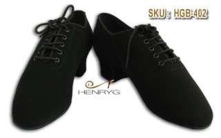 HenryG Men Latin Black Nubuck Dance Shoes #402, us 9  