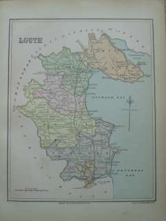 Ireland Color Maps County Wexford & Louth 1884 Print  