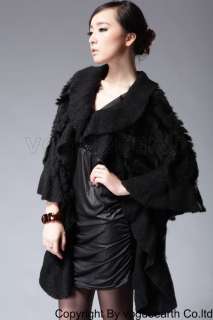 927 new real rabbit fur black coat/jacket/sweater/shawl  